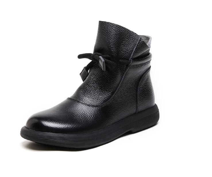 Casual Winter Ankle Boots with Soft Sole | Ladies' Warm Wool Cotton Flat Low-Top Shoes