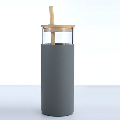 High Borosilicate Glass Tumbler with Bamboo Lid and Silicone Sleeve