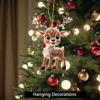 Cute Christmas Reindeer Hanging Ornament - Festive Tree & Car Decor