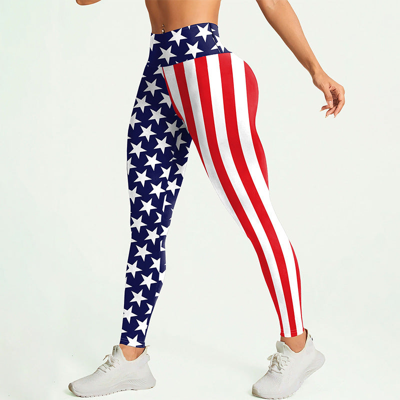 USA National Flag Women's Printed Yoga Pants - Patriotic Sports Tights