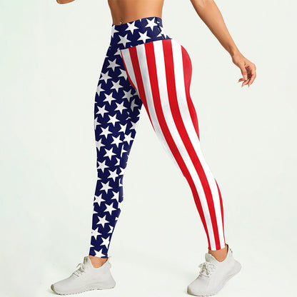 USA National Flag Women's Printed Yoga Pants - Patriotic Sports Tights
