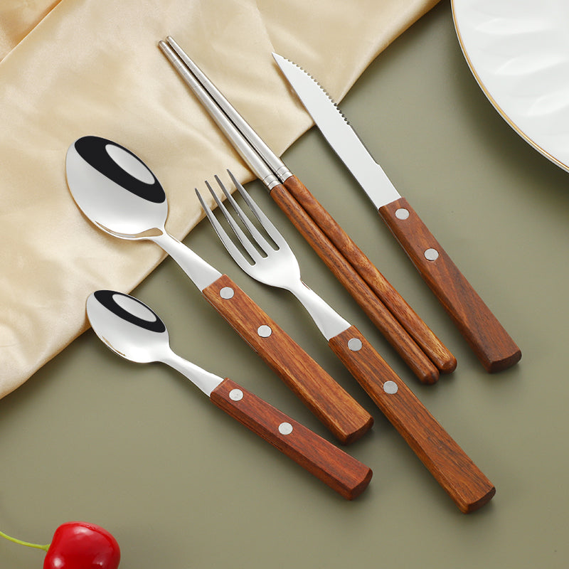 304 Stainless Steel Western Cutlery Set with Japanese Rosewood Handle