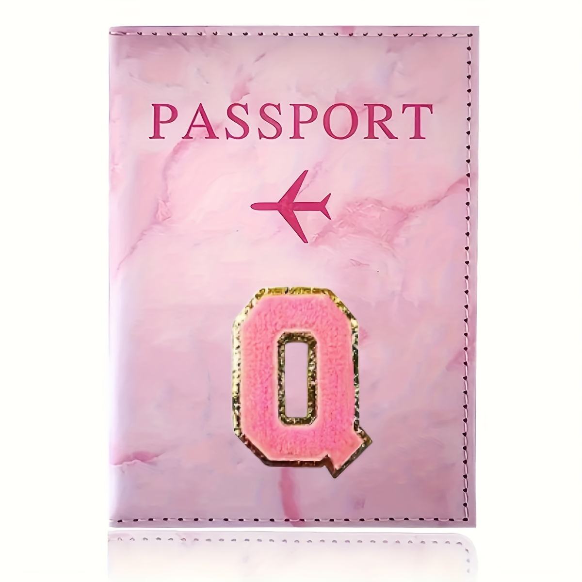 Monogrammed Pink Marble Effect Passport Clip