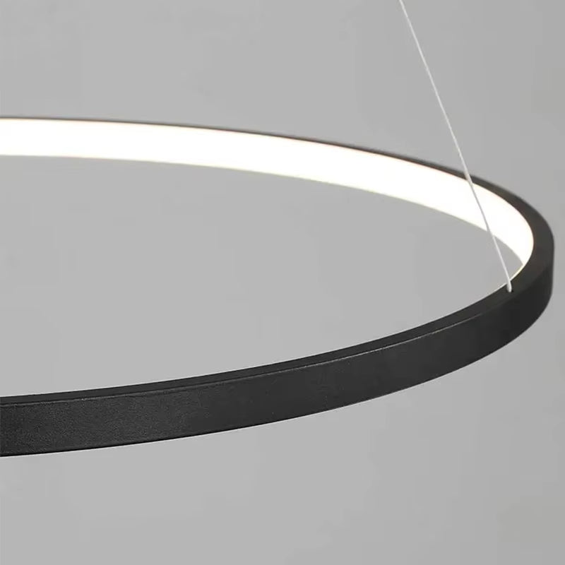 Minimalist Dimmable LED Ring Pendant Light - Ultra-Slim Chandelier for Kitchen & Modern Living Room