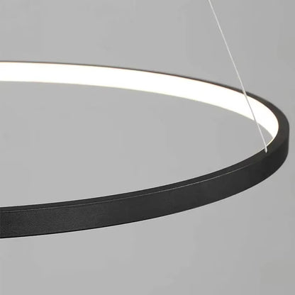 Minimalist Dimmable LED Ring Pendant Light - Ultra-Slim Chandelier for Kitchen & Modern Living Room