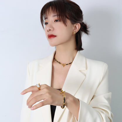 Hip Hop Style Leather Rope Chain Bracelet with OT Buckle