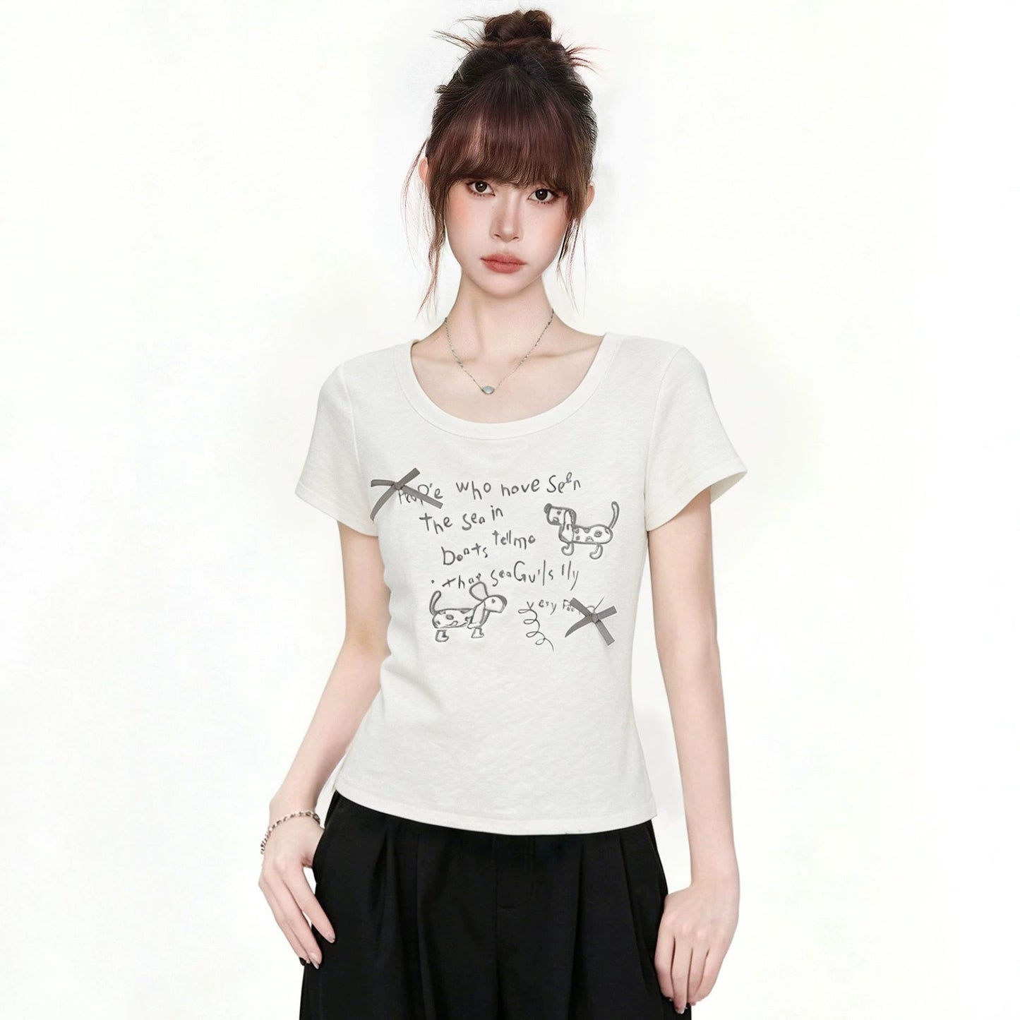 Women's Cute Dachshund Graphic Regular Fit Short Sleeve T-Shirt