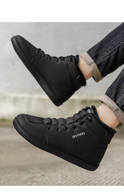 Mid Top Wide Last Cotton Shoes with Plush Warm Lining