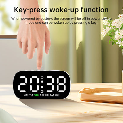 Modern LED Digital Clock with Temperature Display | Dual Alarm, Snooze Function, and 5-Level Brightness