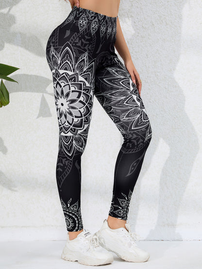 High-Waisted Tummy Control Fitness Workout Leggings - Ankle-Length Tights