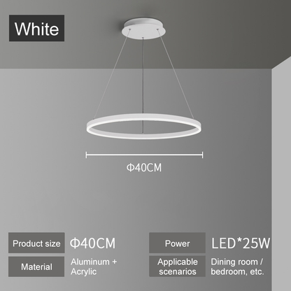 Minimalist Dimmable LED Ring Pendant Light - Ultra-Slim Chandelier for Kitchen & Modern Living Room