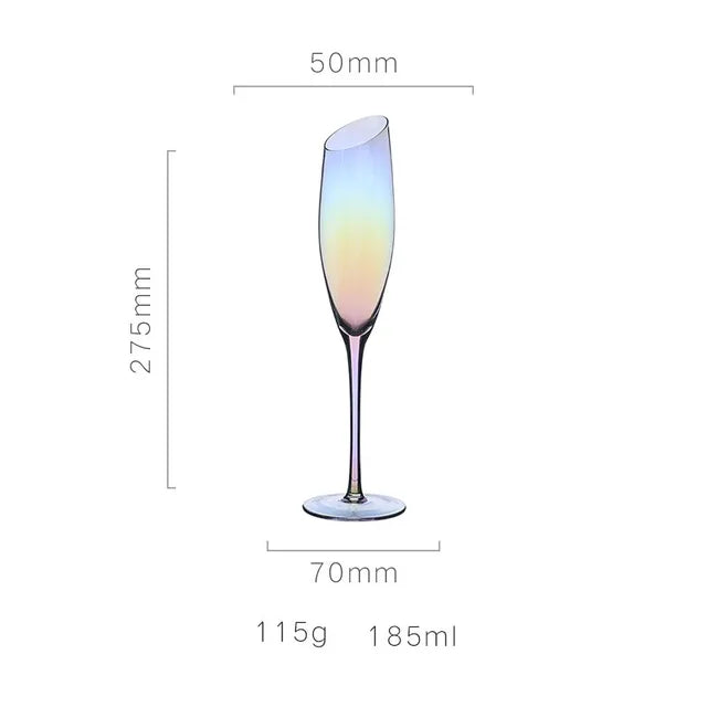 Creative Bevel Champagne/Wine Glass Cups with Iridescent Color-Changing Finish
