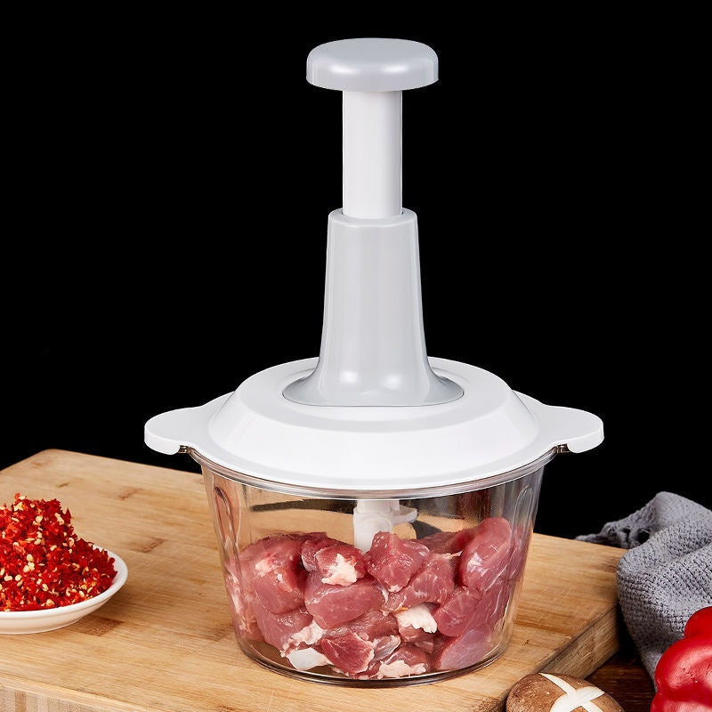 Manual Press Food Chopper & Meat Grinder - Multi-Functional Garlic Processor