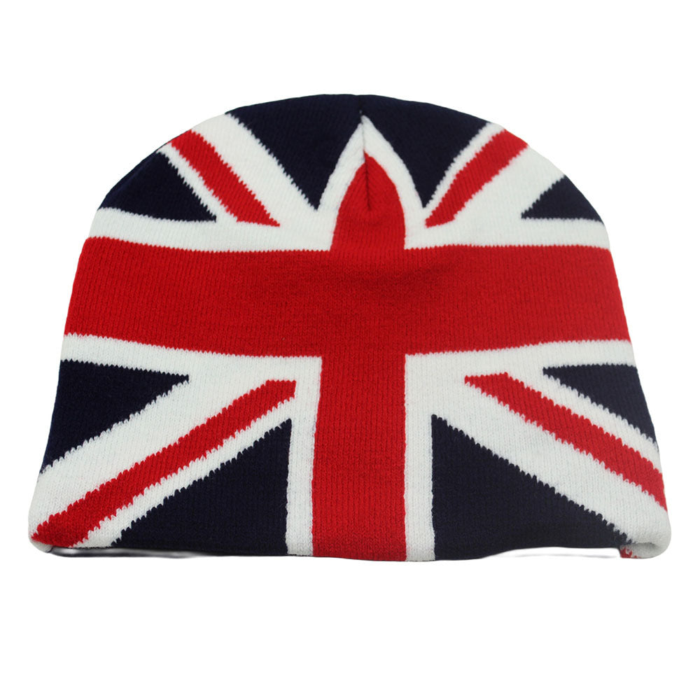 British Flag Union Jack Jacquard Knit Beanie | Warm Novelty Winter Cold Hat (London)