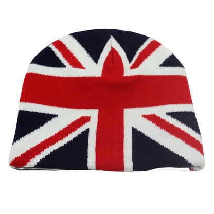 British Flag Union Jack Jacquard Knit Beanie | Warm Novelty Winter Cold Hat (London)