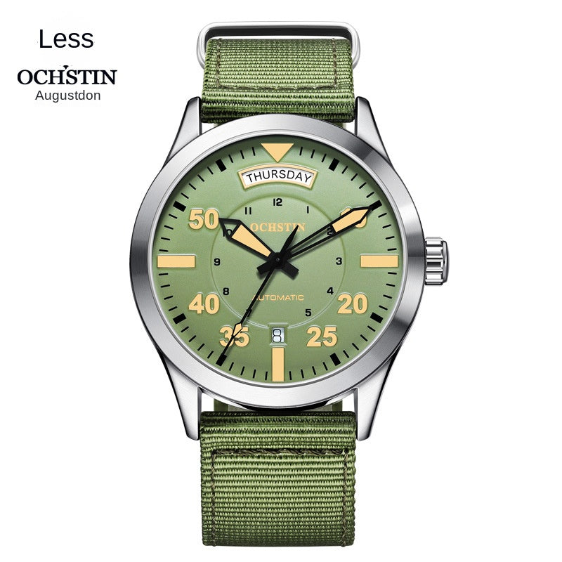 Luxury Automatic Men's Watch - Water-Resistant Mechanical Wristwatch with Nylon Strap