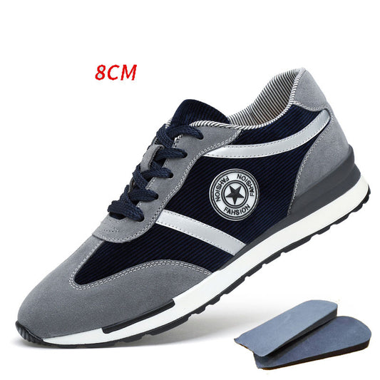 Men's Sports Casual Shoes Korean Style Men's Shoes Hidden Internal Height Increase 8CM Suede Vintage Running Shoes Men