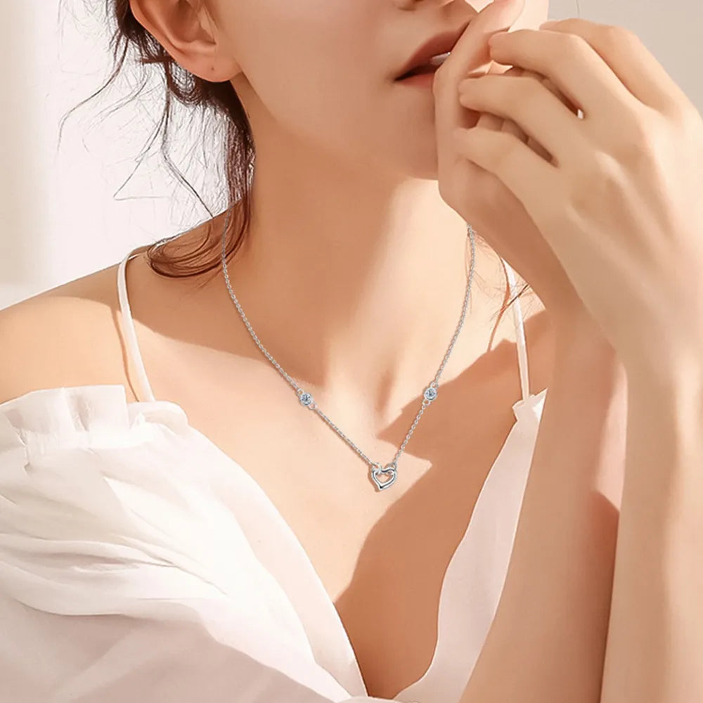 Dainty Moissanite Heart Pendant Necklace