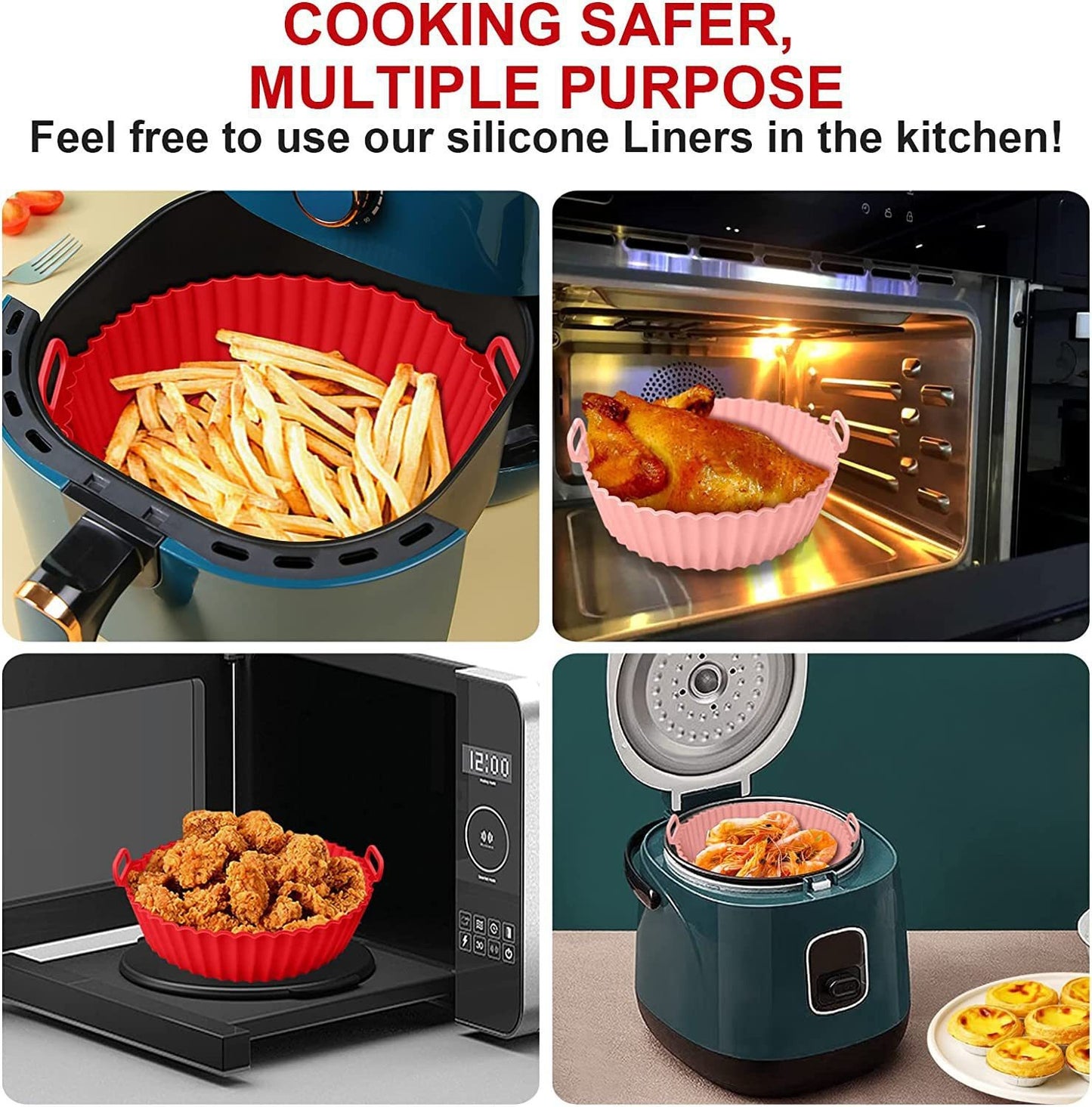 Reusable Foldable Air Fryer Silicone Pot - Heat-Resistant Non-Stick Baking Tray for Air Fryer