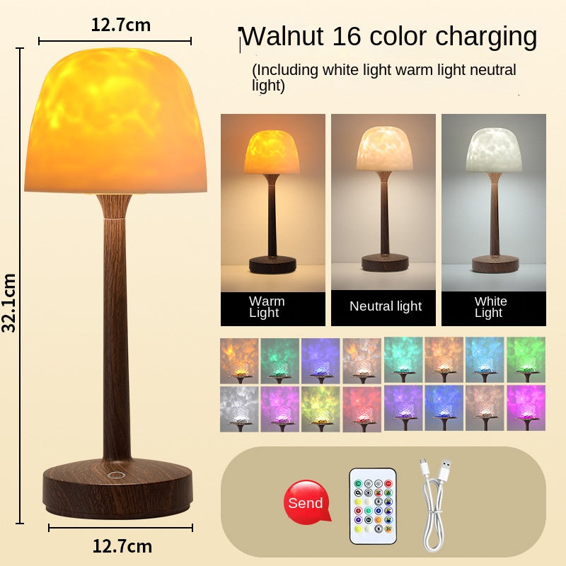 Dynamic Water Ripple Projector Lamp - Romantic Ocean Wave Atmosphere Night Light with Remote Control