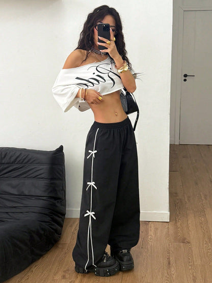 Trendy High-Waisted Straight Leg Sweatpants - Casual Loose Fit Track Pants