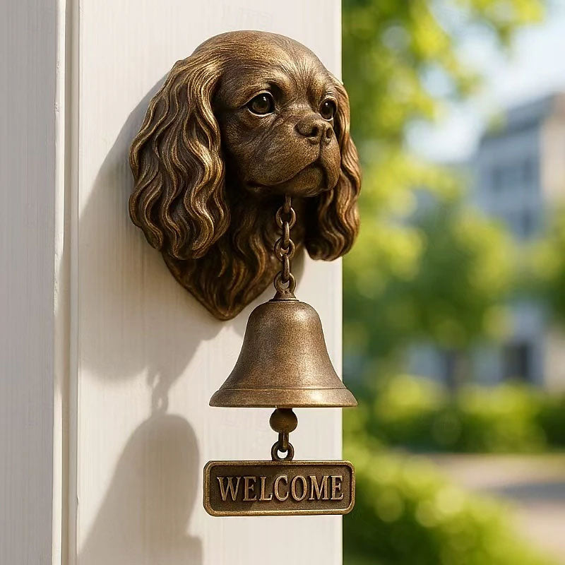 Vintage Dog Welcome Bell – Metal Wall-Mounted Merchant Chime for Home & Office Entrance
