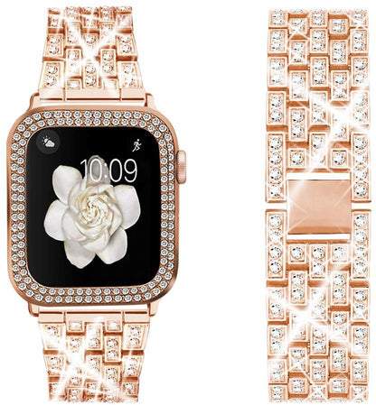Women's Bling Rhinestone Band for iWatch Series 8 7 6 SE 5 3 - Elegant Metal Bracelet 40mm 41mm 44mm 45mm
