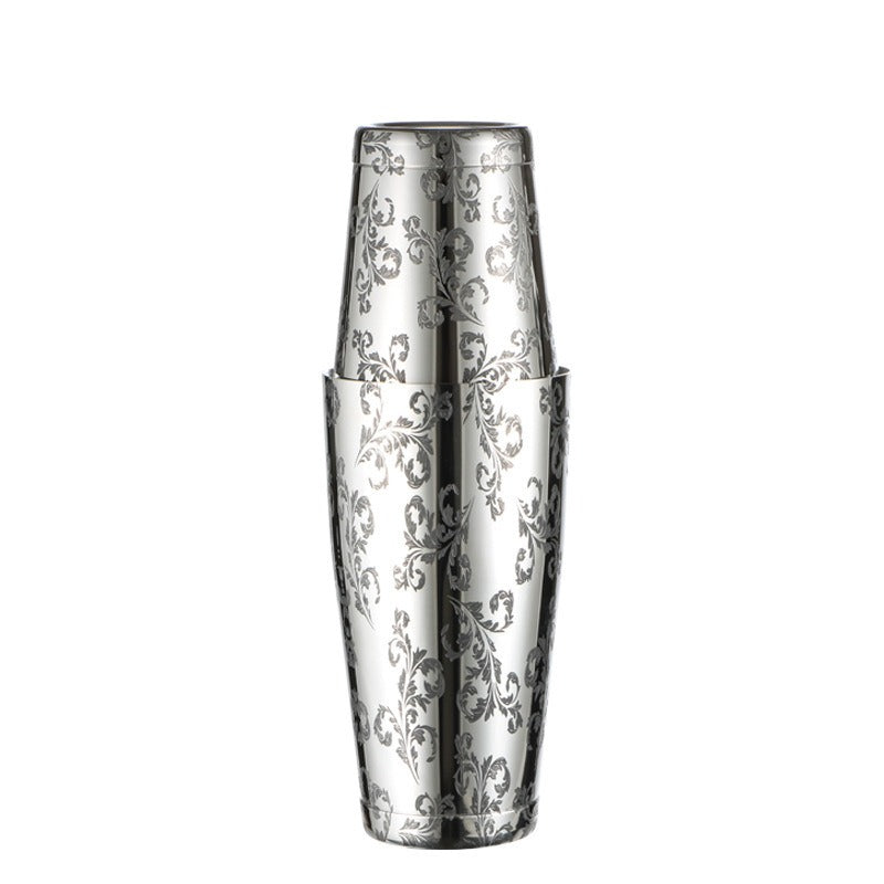 Premium 304 Stainless Steel Etched Boston Cocktail Shaker Set
