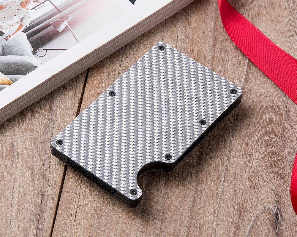 Multifunctional Anti-Theft Carbon Fiber Credit Card Holder & Metal Card Box - Pink Stripe