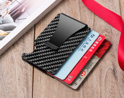 Multifunctional Anti-Theft Carbon Fiber Credit Card Holder & Metal Card Box - Pink Stripe