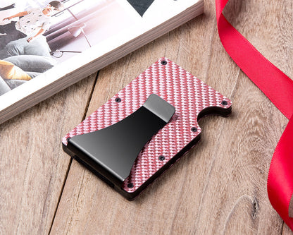 Multifunctional Anti-Theft Carbon Fiber Credit Card Holder & Metal Card Box - Pink Stripe