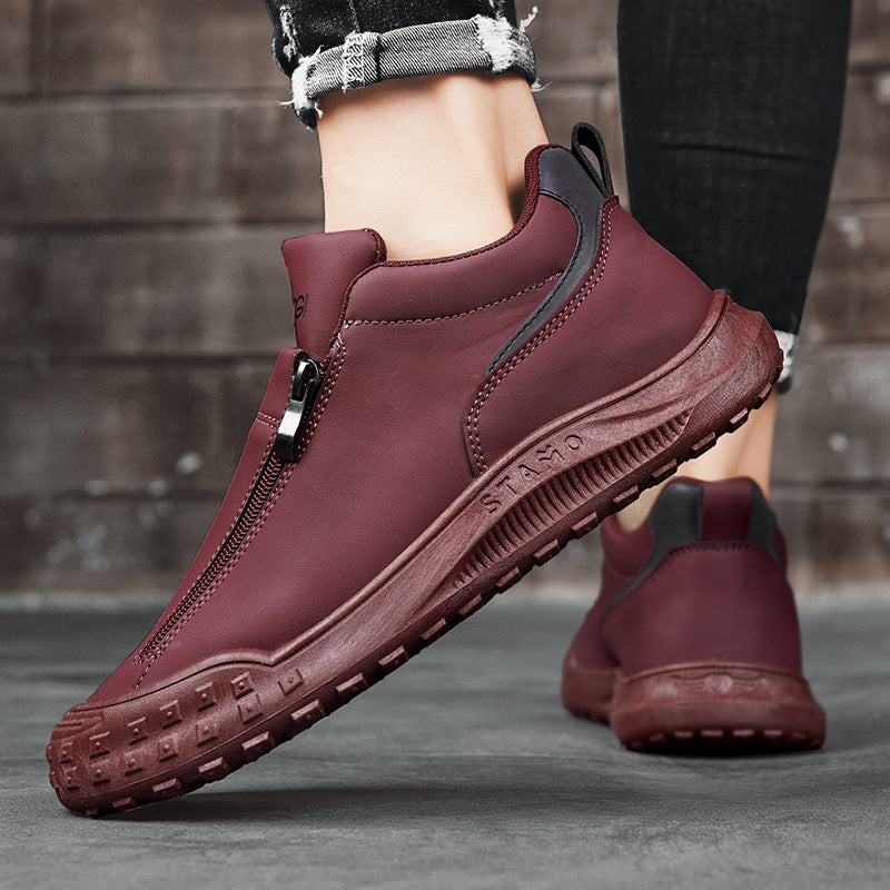 Men's Urban Casual Board Shoes – Modern Low-Top Sneakers with Zipper Detail & Easy-Wear Design