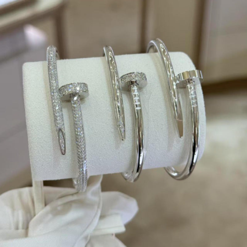 Unisex Fashion Nail Cuff Bracelet in Silver Tone