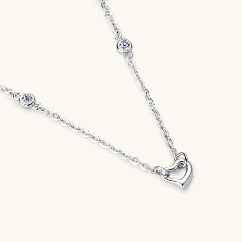 Dainty Moissanite Heart Pendant Necklace