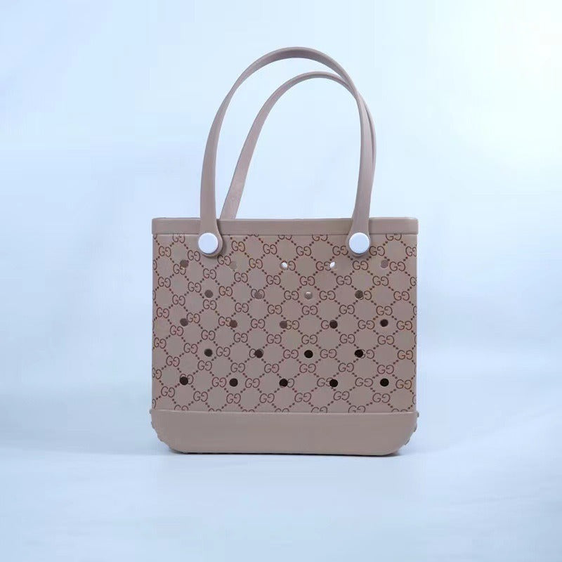 Printed EVA Beach Storage Bag - Waterproof Outdoor Basket & Handbag with Cow Print