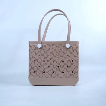 Printed EVA Beach Storage Bag - Waterproof Outdoor Basket & Handbag with Cow Print