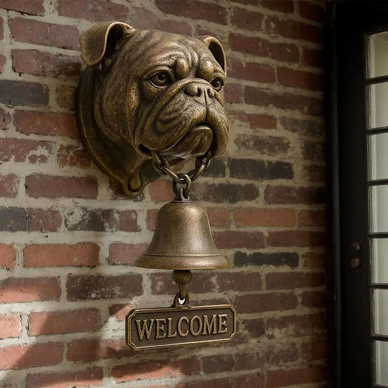 Vintage Dog Welcome Bell – Metal Wall-Mounted Merchant Chime for Home & Office Entrance