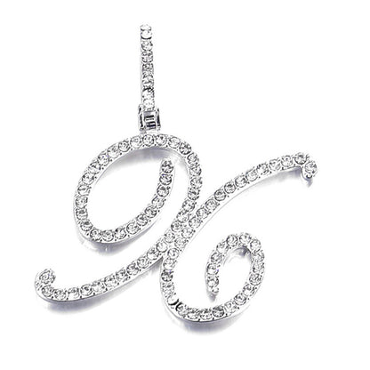 Iced Out Initial Letter Pendant Cuban Chain Necklace