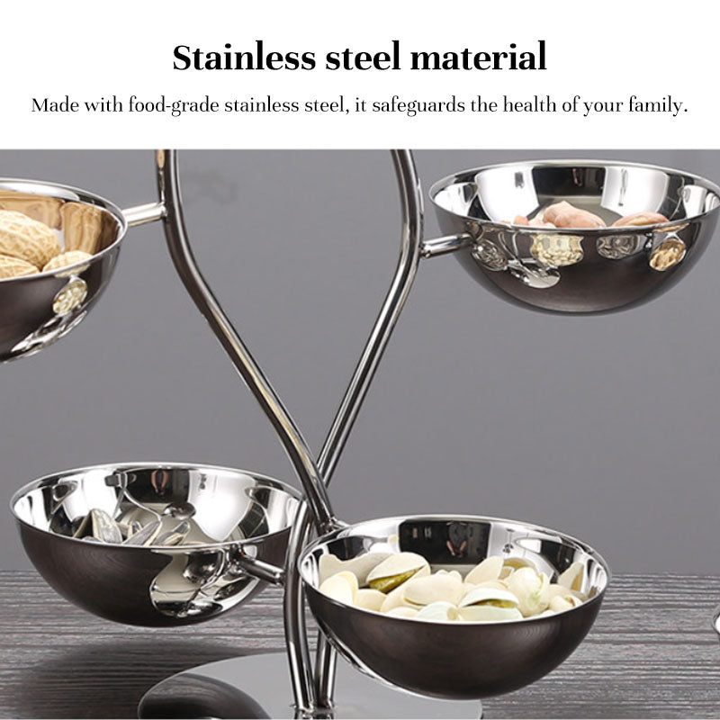 Stainless Steel Divided Serving Tray with Dip Bowls | Condiment Stand