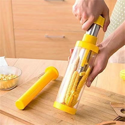 Multifunctional Stainless Steel Corn Peeler & Thresher Tool - Hand-Push Corn Stripping Machine with Storage Tube