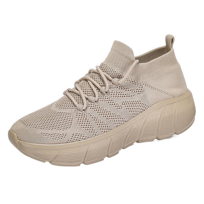 Unisex Casual Flyknit Socks Shoes with Thick Sole (Couple/Student Fashion)