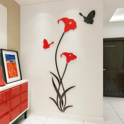3D Crystal Acrylic Lily Wall Stickers – Creative Floral Wall Art for Living Room & Bedroom