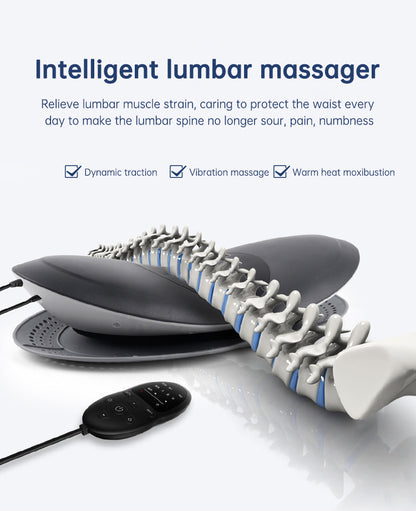 Smart Lumbar Traction Massager | Heated Back Stretcher with Air Pressure Relief & Cervical Support