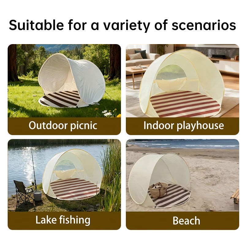 Portable Outdoor Family Tent with Reinforced Poles & Roof Sun Shade