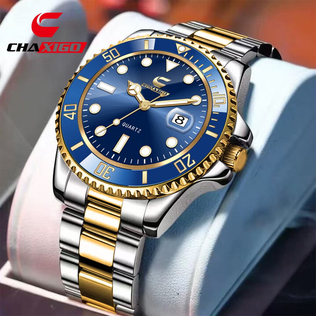 CHAXIGO Luxury Men's Quartz Watch - Submariner Style Waterproof Alloy Wristwatch