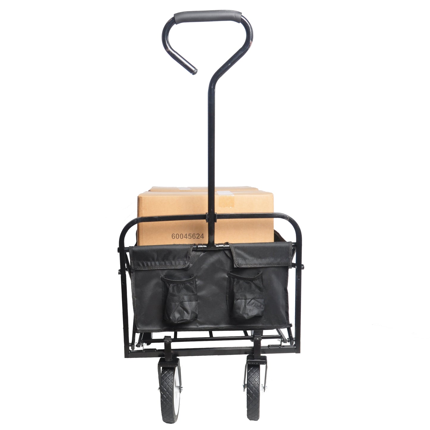 Folding Wagon Garden Shopping Beach Cart – Heavy Duty Black Utility Cart