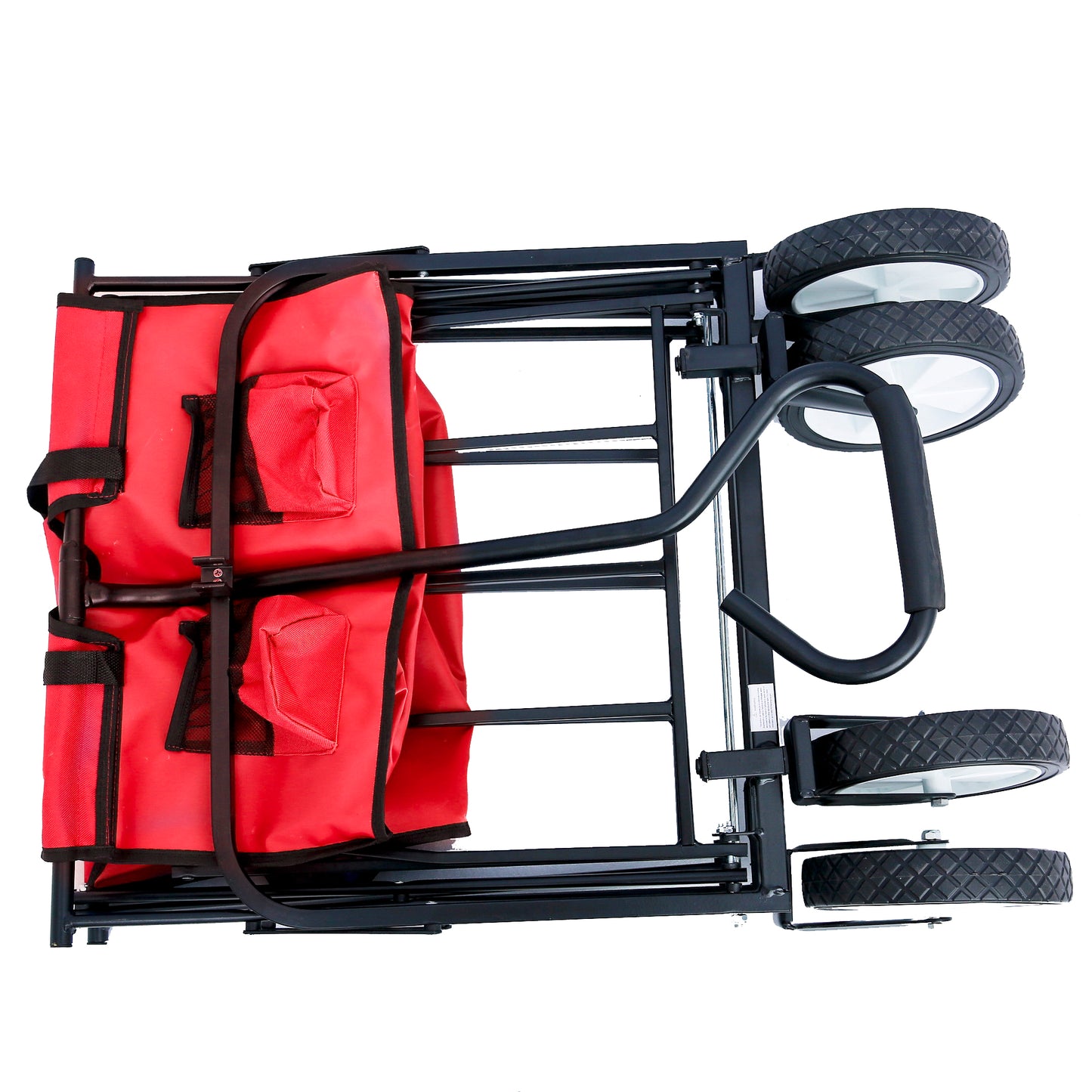 Folding Wagon Garden Shopping Beach Cart – Heavy Duty Red Utility Cart