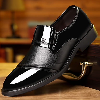 Men's High-End Business Dress Shoes - Shiny Patent Slip-On Leather Suit Shoes