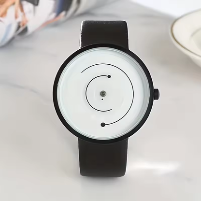 Trendy Pointerless Concept Watch with Stainless Steel Mesh Strap.