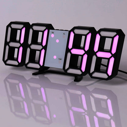 3D LED Digital Alarm Clock - Modern Wall & Desk Clock with Colorful Display